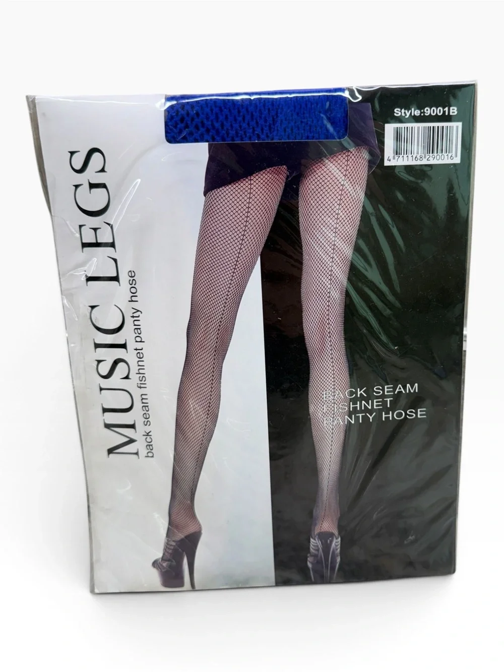 Music Legs Fishnet Back Seam Pantyhose 9001B OS 5’-5’10” 100-175lbs Royal Blue